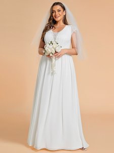 Rosalee plus size wedding gown with sleeve in Ivory Express NZ wide