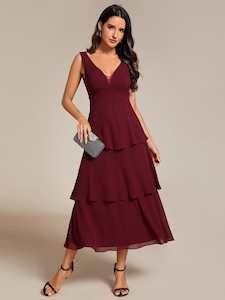 Jenny layered mother of the bride dress in Burgundy s16 Express NZ wide