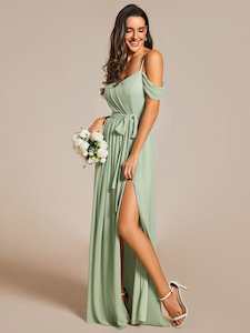 Kimba drop sleeve bridesmaid dress with a split