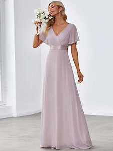 Billie flutter sleeve bridesmaid dress in lilac Express NZ wide