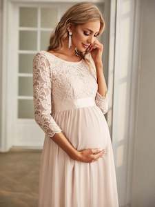 Pricilla Sleeved Maternity Gown While stocks last