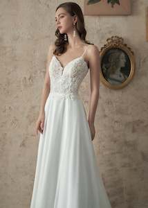 Roslyn ivory beaded lace and chiffon wedding gown