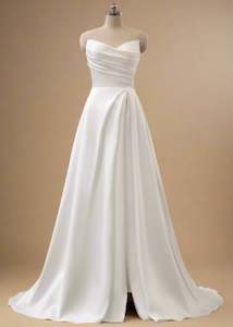 Womenswear: Adelaide Warm Ivory Mikado A-Line wedding gown s18-20 with split