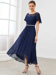 Connie navy chiffon tea length mother of the bride dress Express NZ wide