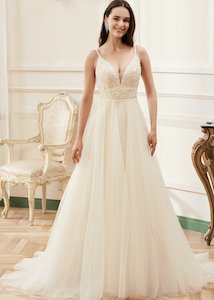 Womenswear: Rita boho ivory on champagne wedding gown s14 Express NZ wide