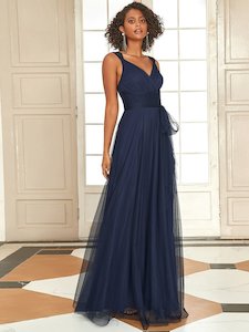 Cammy sleeveless tulle bridesmaid dress in navy s24 Express NZ wide