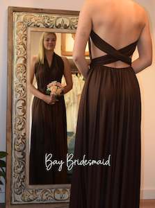 Last ! Plus Size Chocolate Infinity bridesmaid dress with split Express NZ wide