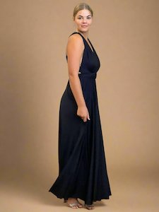 Midnight Navy convertible Infinity bridesmaid dress with split Express NZ wide