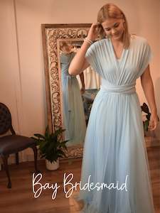 Grey Blue convertible Infinity bridesmaid dress Express NZ wide