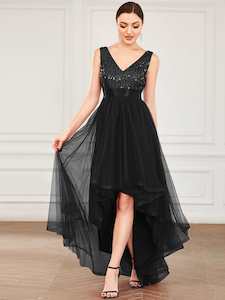 Dina high low tulle and sequin ball or evening dress