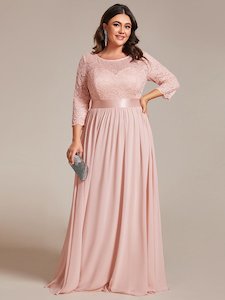 Pricilla lace and chiffon sleeved bridesmaid dress