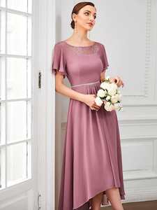 Connie chiffon tea length high low mother of the bride dress