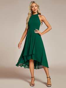 Corrie Emerald Green Halter Dress in Chiffon s14 Express NZ wide