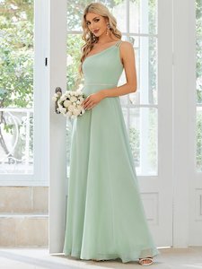 Sisalee one shoulder chiffon bridesmaid dress