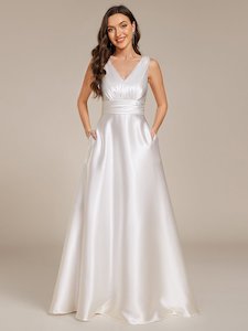 Heidi A line satin Ivory wedding gown with pockets Express NZ wide