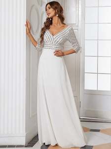 Yara sequin and chiffon wedding dress in ivory Express NZ Wide