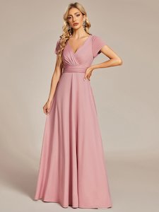 Clothing: Cassidy cap sleeve V-neck A-line bridesmaid dress