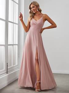 Kaia bridesmaid dress with split in dusty pink s10 Express NZ wide