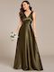 Heidi Satin Olive Green Wedding dress with pockets