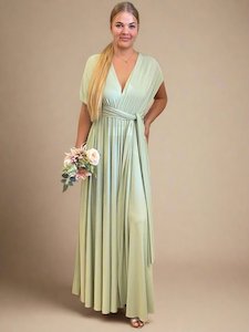 Clothing: Light Olive Flower Girl Infinity dress Express NZ wide