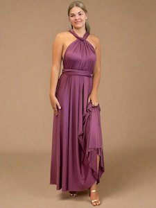 Clothing: Sunset Purple Convertible Infinity bridesmaid dress Express NZ wide