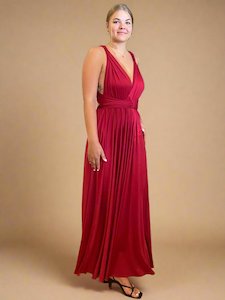 Brick Red Convertible Infinity bridesmaid dress with split Express NZ wide