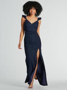 Pauly navy sparkle evening ball dress s6 Express NZ wide