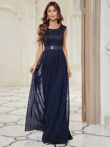 Sherrine round neckline bridesmaid dress in navy 28 Express NZ wide