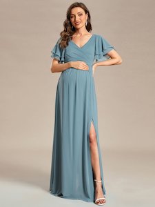 Yolanda dusky blue sweet maternity gown s8 Express NZ wide