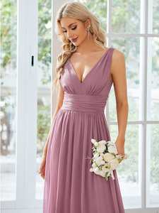 Veda V neck and back classic chiffon bridesmaid dress