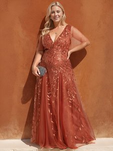 Sally burnt orange ball or evening dress s12 Express NZ wide