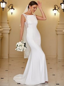 Deb high neck wedding gown with fishtail ivory s10 Express NZ wide