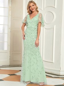 Eliza light sage tulle and sequin gown Express NZ Wide