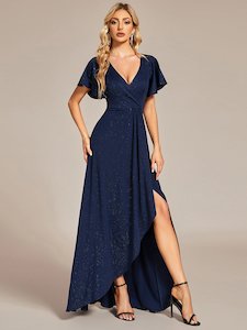 Tams navy sparkling dress with sleeve s12-14 Express NZ wide