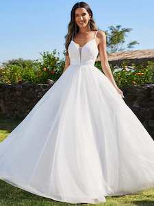 Emily ivory soft tulle beaded wedding gown s18 Express NZ wide