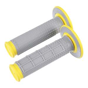 Motorcycle or scooter: Renthal DL Dual Handlebar Grips Taper Diamond / Waffle - Yellow