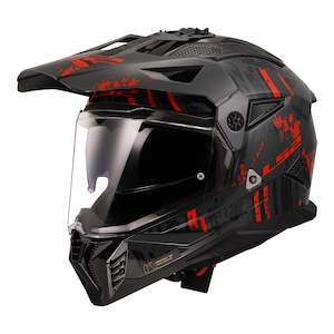 Motorcycle or scooter: LS2 MX702 Pioneer II Crazy - Black / Grey / Red 06