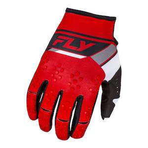 Motorcycle or scooter: Fly Racing 2024 Youth Kinetic Prix Gloves - Red / White / Grey