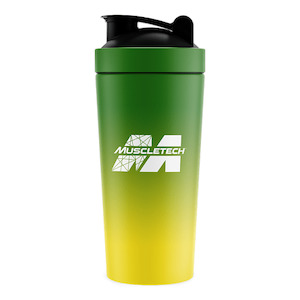 MUSCLETECH STAINLESS STEEL GREEN/YELLOW SHAKER