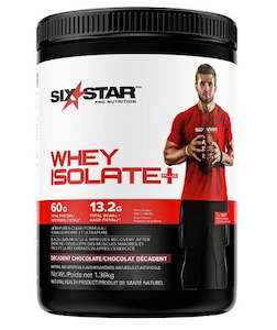 Protein Powder: SIX STAR WHEY ISOLATE PLUS 1.5LB - DECADENT CHOCOLATE