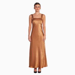 juliette hogan mei dress (crushed satin) bronze