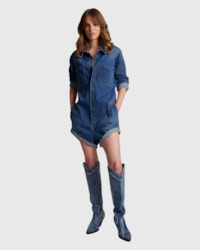 Clothing: one teaspoon denim prophecy jumpsuit deep blue