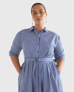 Ligne Shirt Dress Blue Stripe