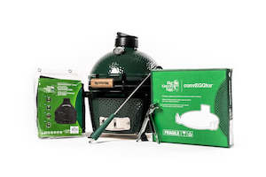 Eggs: Big Green Egg Mini Max Bundle c/w table stand/convEGGtor/grid gripper/ash tool/cover/charcoal