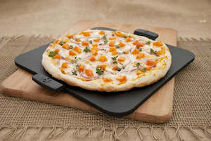 Pizzacraft: Pizzacraft Square Glazed Pizza Stone c/w Handles 14.5in Black