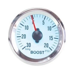 2" WHITE FACE BOOST GAUGE. CHROME BEZEL - BC Direct