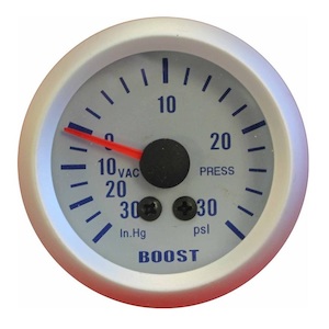 2" BRUSHED SILVER FACE BOOST (PSI) GAUGE. SILVER BEZEL - BC Direct