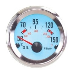 2" WHITE FACE OIL TEMP GAUGE. CHROME BEZEL - BC Direct