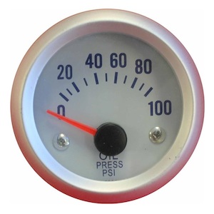 2" BRUSHED SILVER FACE OIL PRESSURE GAUGE. SILVER BEZEL - BC Direct