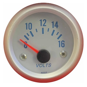 2" BRUSHED SILVER FACE VOLT GAUGE. SILVER BEZEL - BC Direct